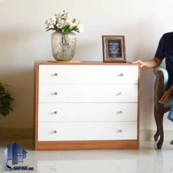 دراور DJ681 به صورت چهار کشو که به عنوان کنسول و کمد کشو دار لباس و میز آرایش در پذیرایی و یا در کنار سرویس خواب در تاق استفاده میشود.