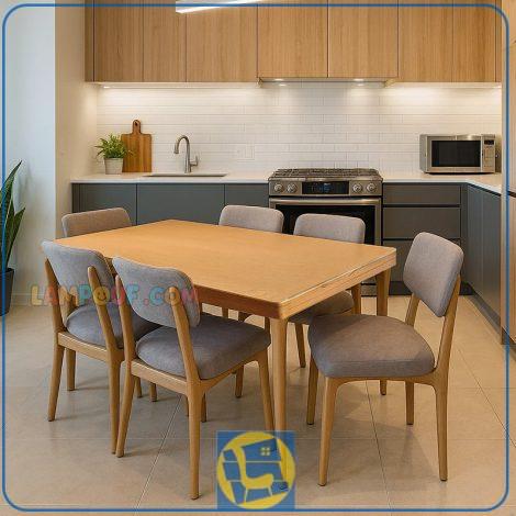 ست میز نهارخوری DTB115 به صورت 4 و 6 و 8 نفره که به عنوان میز و صندلی ناهار خوری در آشپزخانه و پذیرایی و کافی شاپ و سالن غذا خوری قرار می‌گیرد.