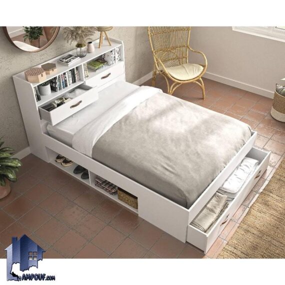 تخت خواب یک نفره SBJ250 دارای کشو و قفسه و به صورت تاج دار که به عنوان تختخواب و سرویس خواب یکنفره در اتاق نوجوان و بزرگسال استفاده می‌شود.