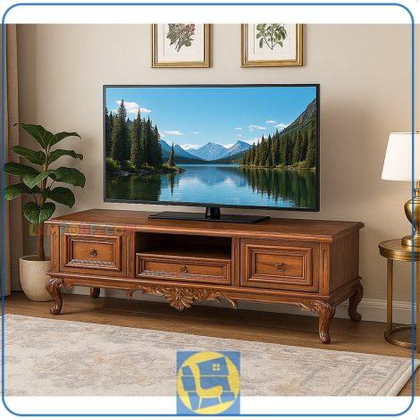 میز تلویزیون TTA708 چوبی کشو دار و قفسه دار که به عنوان کنسول و استند و میز LCD و LED در تی وی روم و پذیرایی منزل مورد استفاده قرار می‌گیرد.