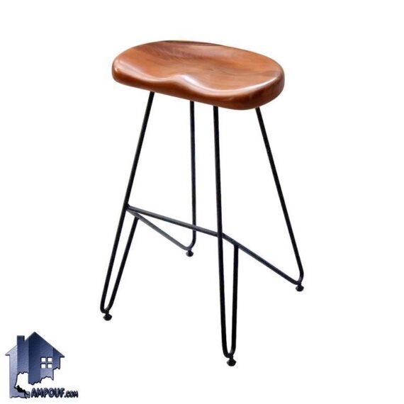 صندلی اپن کف چوب BSN107 دارای پایه فلزی که به عنوان صندلی کانتر در کنار میز های بار و پیشخوان در آشپزخانه و پذیرایی و کافی شاپ استفاده می‌شود.