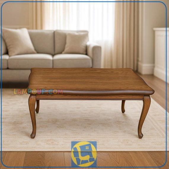 میز جلومبلی HOA7060 چوبی دارای پایه سم آهویی که به عنوان میز پذیرایی در کنار مبلمان خانگی و در تی وی روم یا پذیرایی استفاده می‌شود.