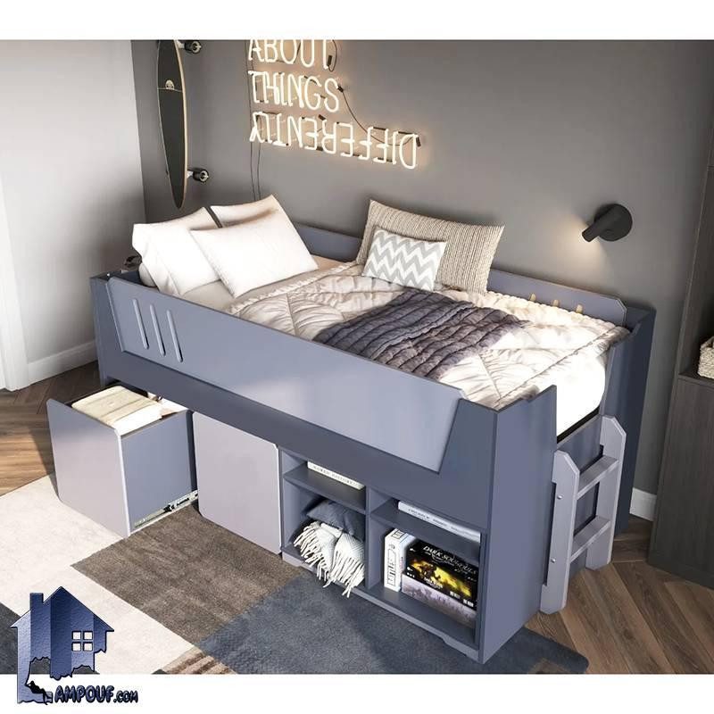 SBJ253 (3) تخت خواب یک نفره SBJ253 دارای کشو و قفسه و حفاظ که به عنوان تختخواب و سرویس خواب کمجا کودک و نوجوان و یا بزرگسال در اتاق خواب استفاده میشود.