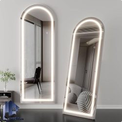 آینه قدی لامپدار SMJ234 دارای چراغ ال ای دی LED به صورت مخفی و رینگ لایت با دکمه لمسی که به عنوان آینه گریم، توالت و آرایش استفاده میشود.