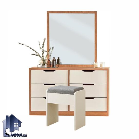 میز آرایش DJ689 دارای آینه و کشو که به عنوان دراور و میز گریم و توالت در کنار سرویس خواب در اتاق نوجوان و بزرگسال استفاده می‌شود.