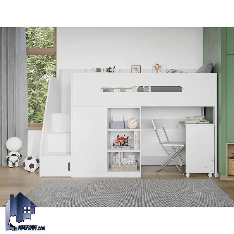 TBJ130 (3) تخت خواب دو طبقه TBJ130 دارای میز تحریر و کمد لباس و قفسه کتابخانه که به عنوان سرویس خواب کمجا در اتاق خواب نوجوان و بزرگسال استفاده میشود.