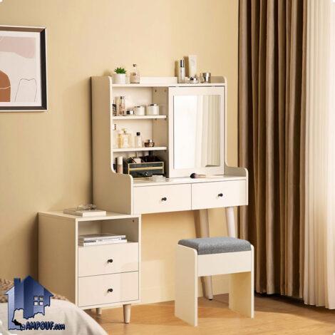 میز آرایش DJ694 دارای کشو و قفسه که به عنوان میز توالت و گریم در کنار سرویس خواب در اتاق خواب قرار می‌گیرد.