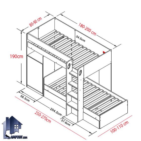تخت خواب دو طبقه TBJ134