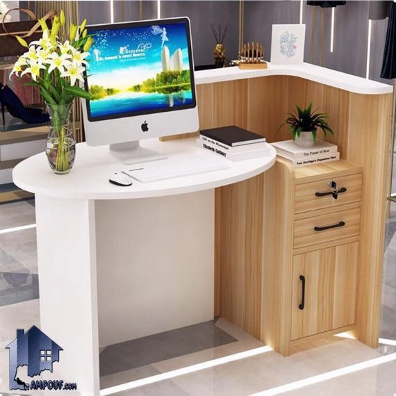 میز منشی CODJ105 دارای کشو و فایل کمدی که به عنوان میز کانتز و پیشخوان در محیز های اداری و پزشکی و دفاتر کار مورد استفاده قرار میگیرد.