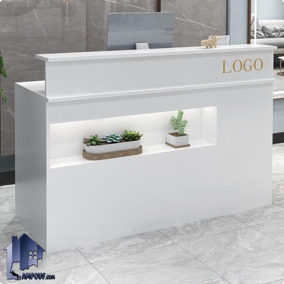 میز منشی CODJ107 دارای کشو و درب فایلی به همراه نورپردازی با قابلیت نصب تجهیزات برقی که به عنوان میز پیشخوان و کانتر استفاده میشود.