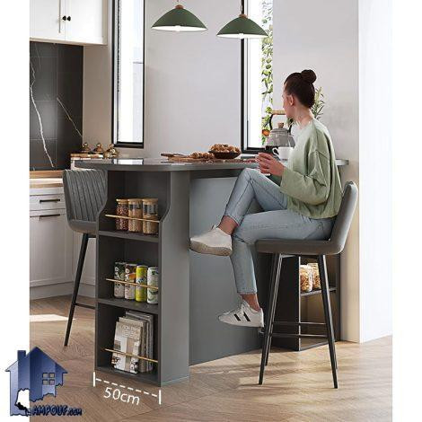 میز بار BTJ196 با کارایی چند منظوره که به عنوان کابینت، میز غذاخوری، جزیره آشپزخانه، میز کنار مبلمان، میز لپ تاپ یا میز کار استفاده میشود.