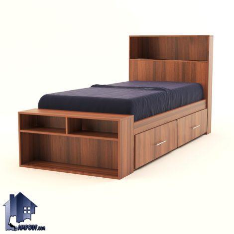 تخت خواب یک نفره SBJ261 دارای کشو و قفسه که به عنوان سرویس خواب یکنفره در اتاق نوجوان و بزرگسال مورد استفاده قرار می‌گیرد.