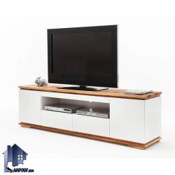 میز تلویزیون TTJ131 دارای درب و کشو و قفسه با طراحی شیک که به عنوان زیر تلویزیونی در تی وی روم و پذیرایی مورد استفاده قرار بگیرد.