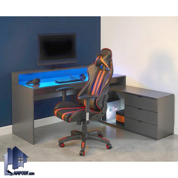 میز گیمینگ SDJ457 با طراحی به صورت ال و دارای کشو و قفسه و میز مجزا برای مانیتور به همراه نور پردازی مخفی که مناسب برای نوجوان و برزگسال می‌باشد.
