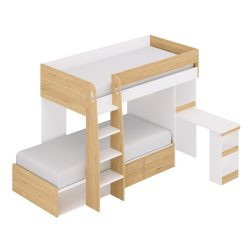 تخت خواب دو طبقه TBJ147 دارای میز تحریر یا لپ تاپ که به عنوان سرویس خواب دوطبقه نوجوان و بزرگسال در اتاق خواب مورد استفاده قرار میگیرد.