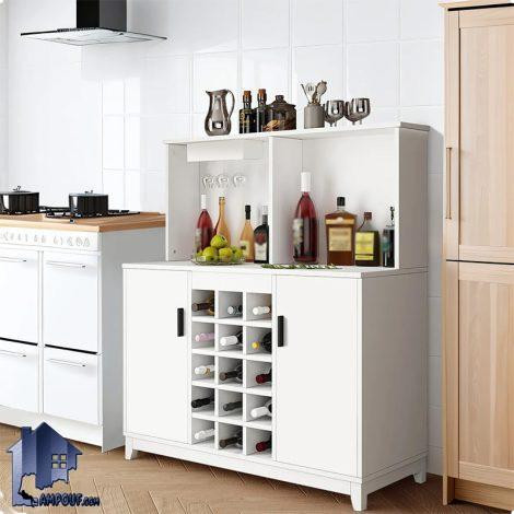 میز بار BTJ199 دارای کابینت و قفسه برای ظروف و بطری به همراه فضایی برای آویزان کردن گیلاس که در آشپزخانه و پذیرایی قابل استفاده میباشد.