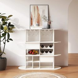 میز بار BTJ202 با طراحی زیبا و دارای کاربرد دو منظوره که میتواند به عنوان میز و ویترین بار و یا میز قهوه ساز در آشپزخانه و پذیرایی استفاده شود.