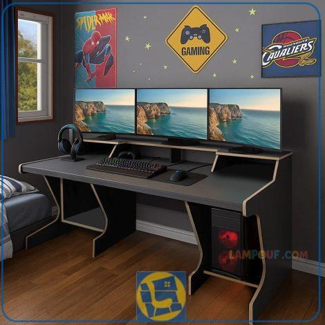 میز گیمینگ SDJ458 مدرن مناسب برای میز بازی رایانه ای و ترید و میز کامپیوتر و لپ تاپ و یا حتی میز تحریر که در اتاق نوجوان و بزرگسال قرار میگیرد.