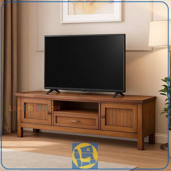 میز تلویزیون TTA20500 با صورت چوب با رنگ های متنوع دارای کشو و درب و قفسه که مناسب تی وی روم منزل و ویلا می‌باشد.