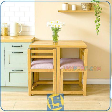 ست میز نهارخوری کمجا DTB118 به صورت دو نفره که میتواند به عنوان میز و صندلی غذا خوری در آشپزخانه، پذیرایی، کافی شاپ و رستوران استفاده شود.