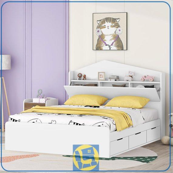 تخت خواب دو نفره DBJ221 دارای دو سایز کینگ و کوئین مناسب برای ست شدن با انواع میز آرایش و پاتختی و قابل تولید با رنگ های متنوع میباشد.