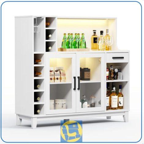 میز بار BTJ204 دارای ویترین و قفسه و کشو و با طراحی منحصر به فرد و شیک که میتواند هر دکوری را متفاوت جلوه دهد.