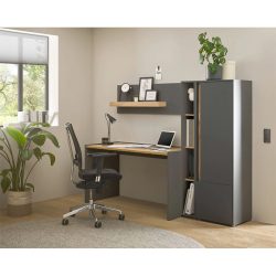 میز تحریر SDJ185 دارای کتابخانه و قفسه و شلف دیواری که میتواند به عنوان میز کامپیوتر، لپ تاپ، میز کار و گیمینگ مورد استفاده قرار بگیرد.