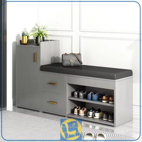 جاکفشی نیمکتدار SHJ427 دارای کشو و قفسه و درب که به عنوان کمد و استند کفش در ورودی منزل و یا اتاق خواب مورد استفاده قرار میگیرد.