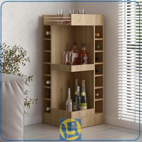 میز بار گوشه ای BTJ212 دارای قفسه مخصوص برای قرار گیری بطری و همچنین قفسه برای قرار دادن گیلاس و ظروف که برای پذیرایی استفاده میشود.