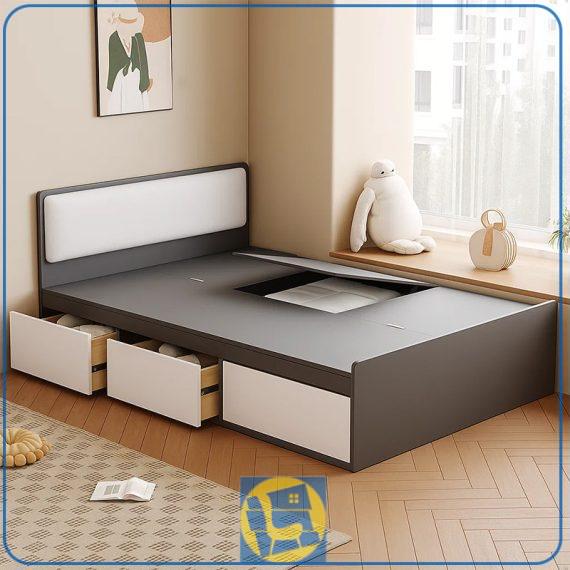 تخت خواب یک نفره SBJ294 دارای فضای ذخیره سازی در زیر تخت ( کشو و باکس ) که برای اتاق خواب نوجوان و بزرگسال مورد استفاده قرار می‌گیرد.