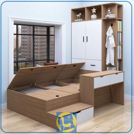 تخت خواب یک نفره SBJ295 دارای کمد و کشو و باکس و میز تحریر و ... که به عنوان یک سرویس خواب کمجا در اتاق نوجوان و بزرگسال قابل استفاده میباشد.