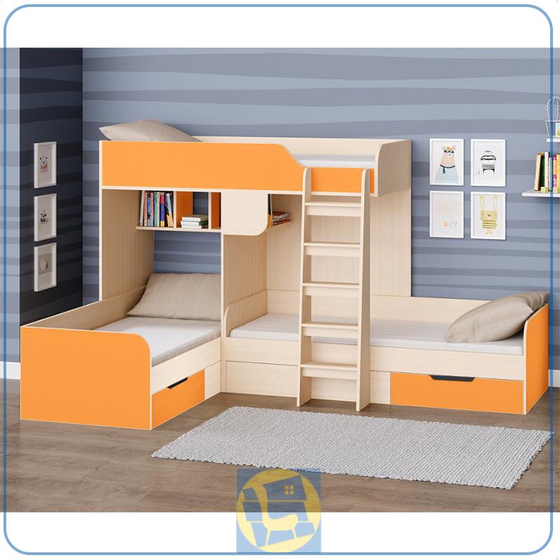 TBJ173 (1) تخت خواب دو طبقه سه نفره TBJ173 دارای کشو و قفسه مناسب برای سه قلو ها که میتواند برای افراد کودک و نوجوان و بزرگسال مورد استفاده قرار بگیرد.