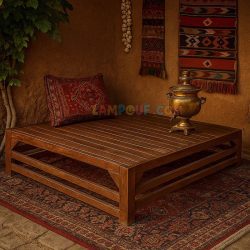 تخت سنتی مربعی TrK315 به صورت کرسی چوبی شکل که برای استفاده از فضا های سنتی در منزل و باغ و سفره خانه و یا قهوه خانه ها به کار برده می‌شود.