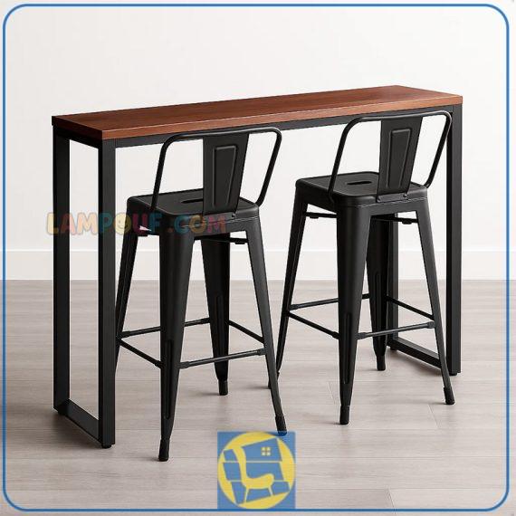 میز بار BTN700 با طراحی شیک دارای پایه فلزی با رنگ کوره ای و صفحه MDF که در فضا های تجاری و خانگی و حتی اداری قابل استفاده میباشد.