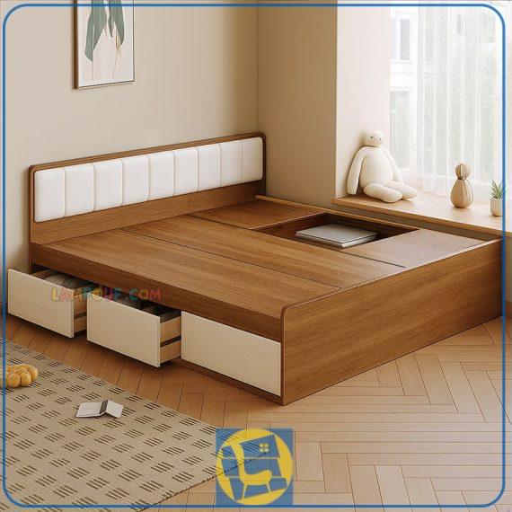 تخت خواب دو نفره DBJ230 دارای کشو و باکس به عنوان فضای ذخیره سازی که در کنار سبک های مختلف دکوراسیون در اتاق خواب قابل استفاده میباشد.