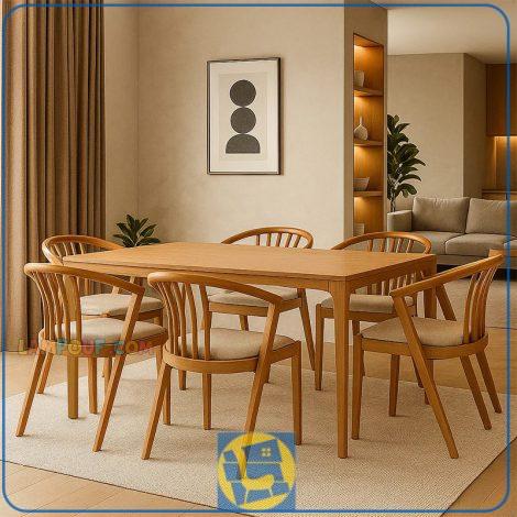 ست میز نهارخوری DTB122 با سایز های متنوع 4 و 6 و 8 نفره که میتواند برای قرارگیری در آشپزخانه، پذیرایی، کافی شاپ و رستوران های شیک استفاده شود.