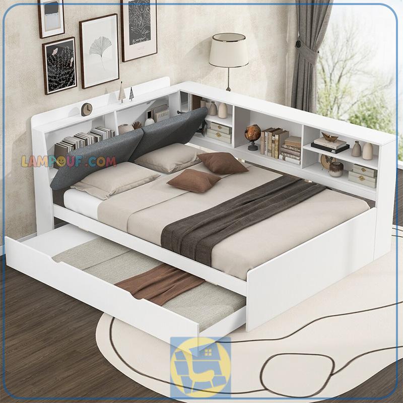 SBJ304 (1) تخت خواب یک نفره SBJ304 دارای تخت خواب میهمان به صورت کشویی و دارای کناره به عنوان کتابخانه که برای نوجوان و بزرگسال قابل استفاده است.