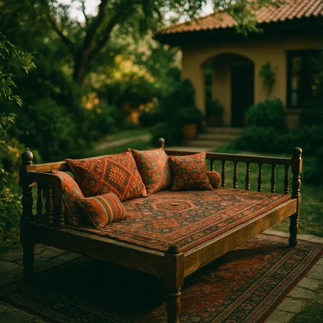 تخت سنتی: بررسی مدل‌های چوبی برای فضای باز و ویلا