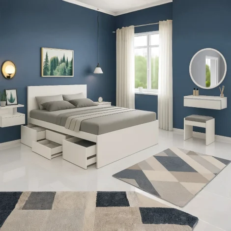 ست اتاق خواب دونفره مینیمال برای جهیزیه عروس (DBJ223 + DJ730 + BSTJ150)