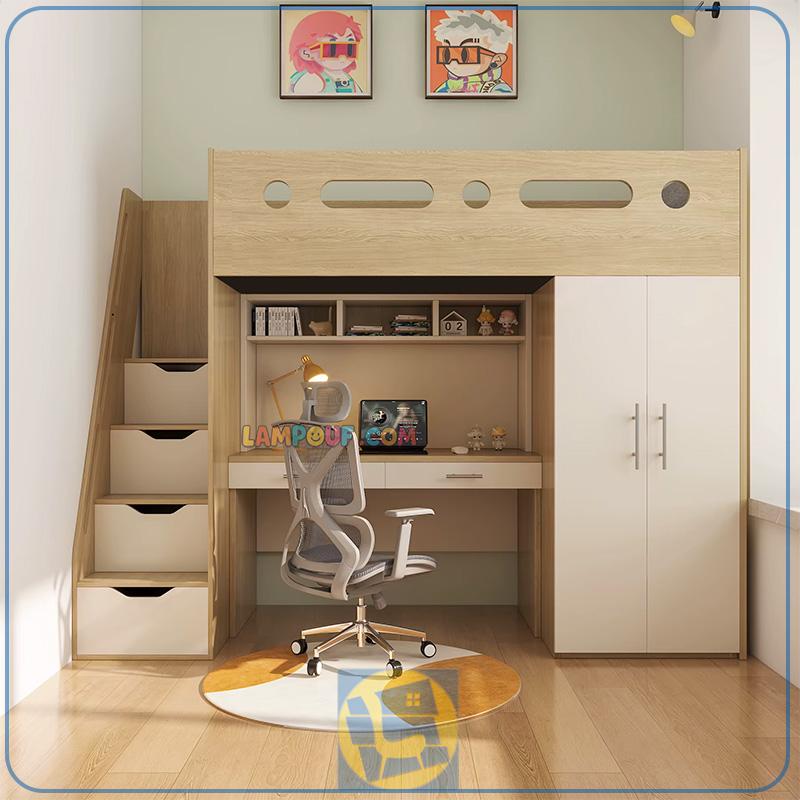 TBJ177 (1) تخت خواب دو طبقه TBJ177 دارای امکاناتی مانند کمد جالباسی، میز تحریر یا کامپیوتر و کشو برای لباس که به عنوان سرویس خواب کمجا استفاده میشود.