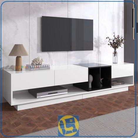 میز تلویزیون TTJ143 دارای فضای ذخیره سازی کشو و قفسه و طراحی ساده و بسیار جذاب که می‌تواند با انواع سبک های دکوراسیون هماهنگ شود.