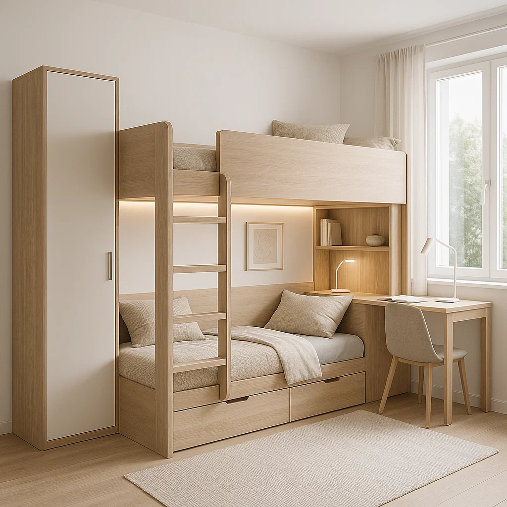 🛏️ تخت خواب دو طبقه با میز تحریر؛ بهترین انتخاب برای اتاق‌های کوچک