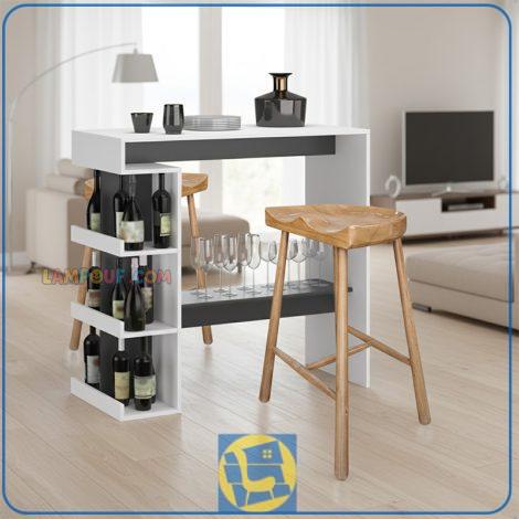 میز بار BTJ215 دارای قفسه برای چیدمان بطری و گیلاس که به عنوان میز پذیرایی در آپارتمان ، ویلا ، فضای کافه و رستوران مورد استفاده قرار می‌گیرد.