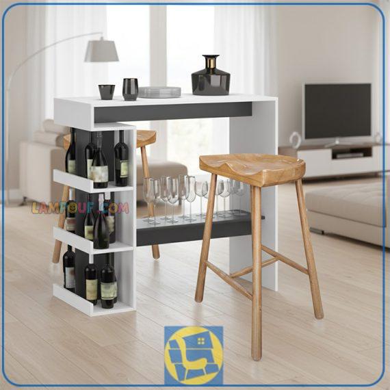 میز بار BTJ215 دارای قفسه برای چیدمان بطری و گیلاس که به عنوان میز پذیرایی در آپارتمان ، ویلا ، فضای کافه و رستوران مورد استفاده قرار می‌گیرد.