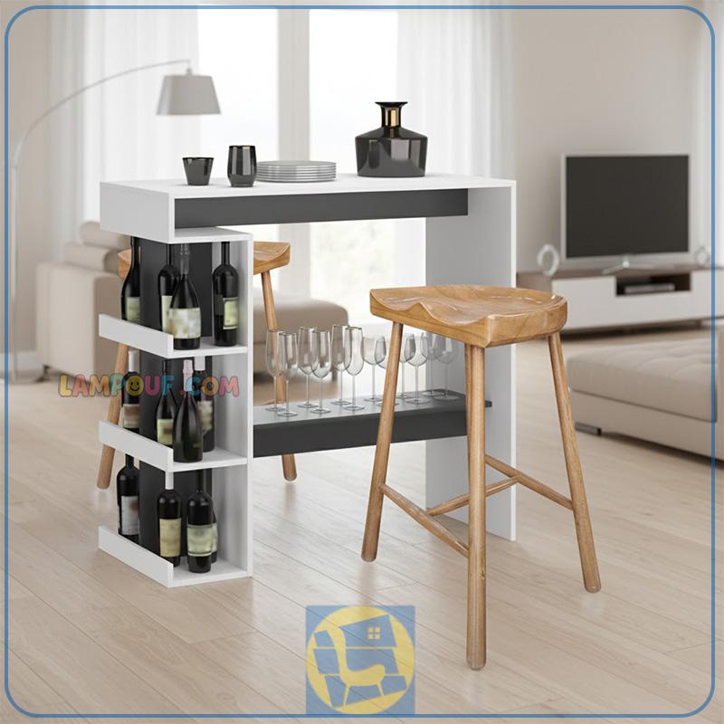 BTJ215 (1) میز بار BTJ215 دارای قفسه برای چیدمان بطری و گیلاس که به عنوان میز پذیرایی در آپارتمان ، ویلا ، فضای کافه و رستوران مورد استفاده قرار میگیرد.