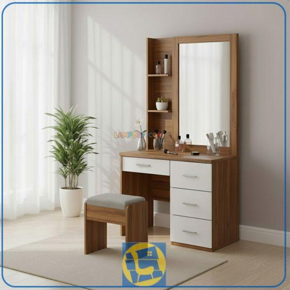 میز آرایش DJ749 دارای طراحی مینیمال دارای کشو، قفسه و آینه بزرگ که به عنوان میز توالت و گریم و همچنین به عنوان میز تحریر مورد استفاده قرار می‌گیرد.