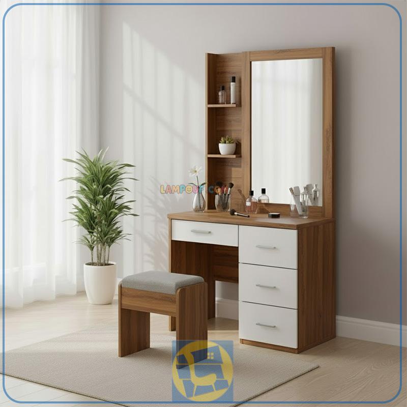 DJ749 (1) میز آرایش DJ749 دارای طراحی مینیمال دارای کشو، قفسه و آینه بزرگ که به عنوان میز توالت و گریم و همچنین به عنوان میز تحریر مورد استفاده قرار میگیرد.