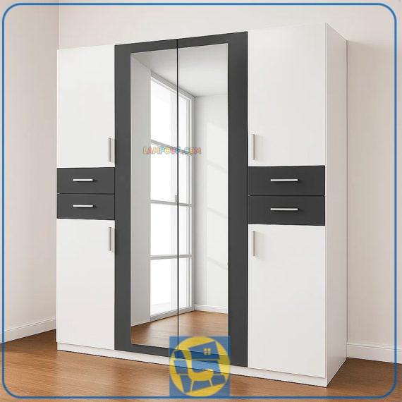 کمد جالباسی LHJ362 دارای درب آینه ای، کشو و فضایی برای ذخیره سازی لباس، کیف، کفش و ... که به عنوان جایگزین کمد دیواری می‌باشد.