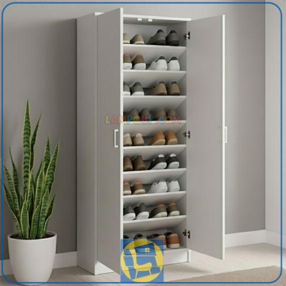 جاکفشی SHJ449 به صورت کمجا دارای قفسه های زاویه دار که به عنوان کمد کفش در ورودی منزل و یا اتاق خواب و فضا های دیگر استفاده می‌شود.