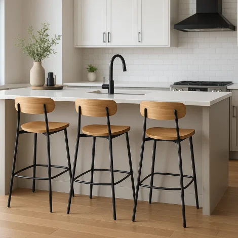 صندلی بلند کافه ای؛ ایده‌هایی برای دکوراسیون آشپزخانه مدرن